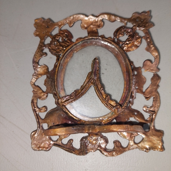 Antique VTG Metal Picture Frames lot of 3 Ornate Heavy Cast Iron 3 x 4 - Picture 7 of 8